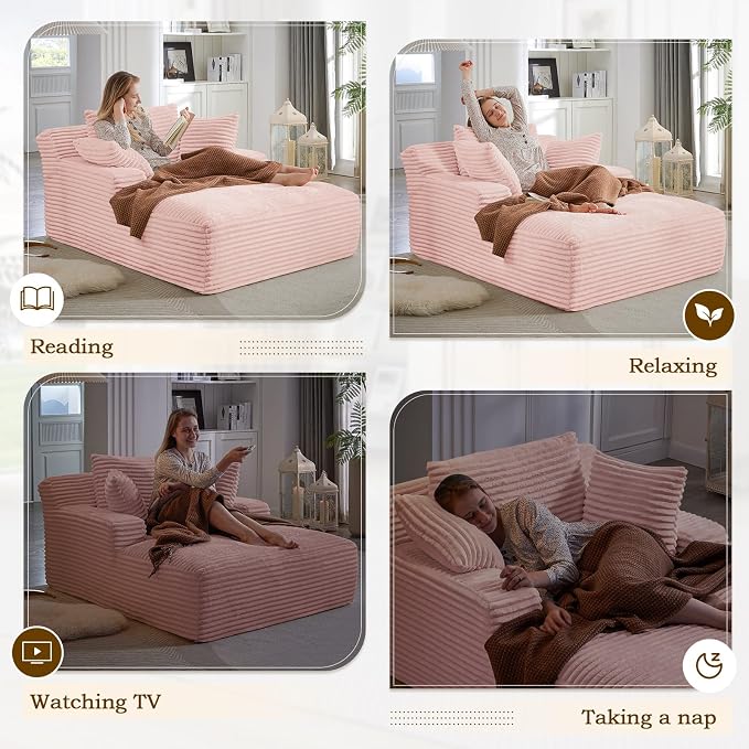 Oversized Chaise Lounge Chair Indoor, Comfy Fluffy Cloud Couch, Modern Deep - Image 5