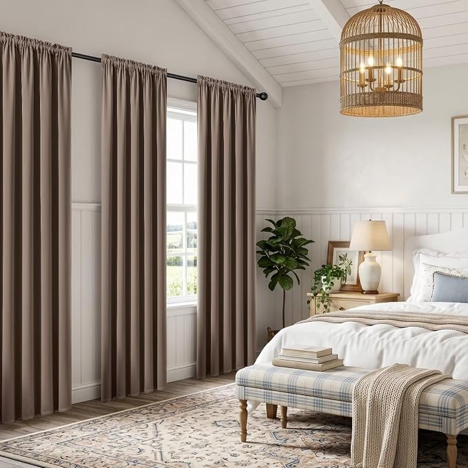 CUCRAF Khaki Blackout Curtains 108 inch Length 2 Panels Set, Rod Pocket Room - Image 7