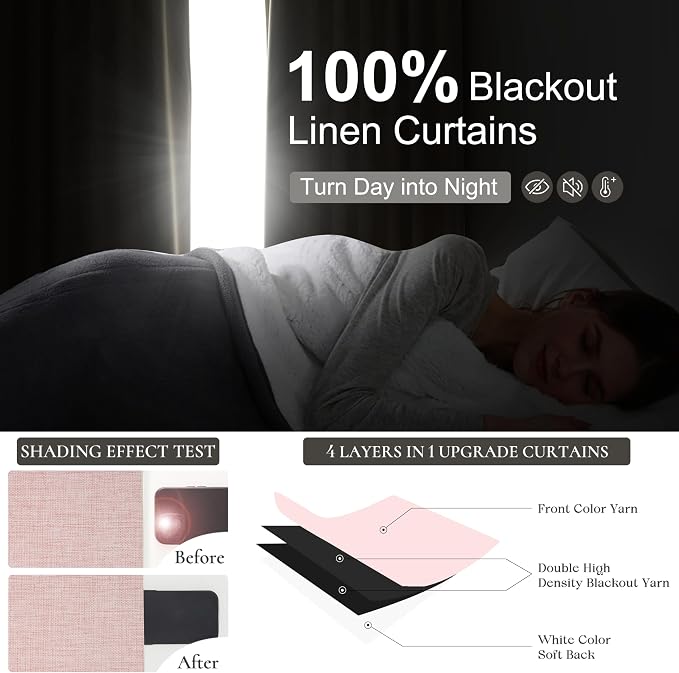 Baby Pink 54 Inch Curtains for Girls Bedroom Room 2 Panel Sets, Cute Total - Image 2