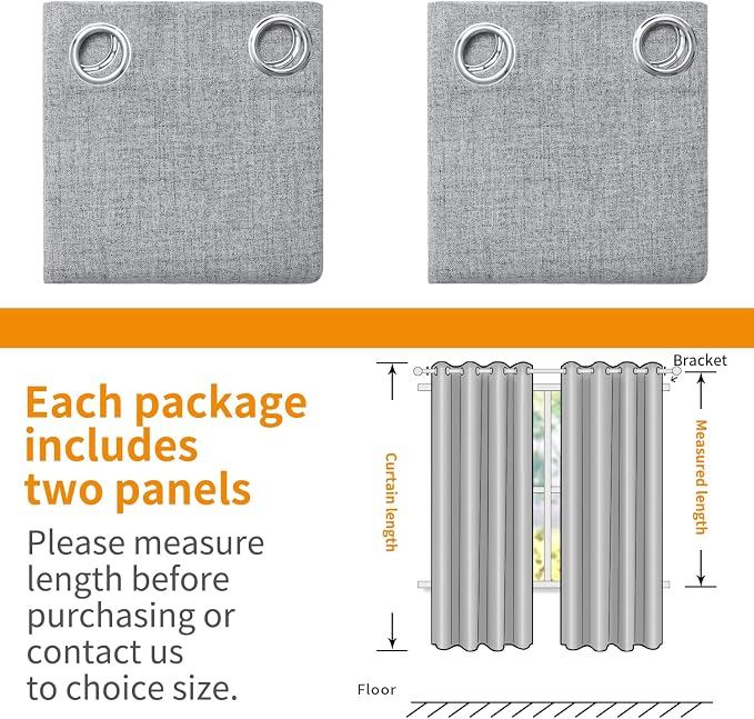 YoungsTex Grey Linen Blackout Curtains - Image 9