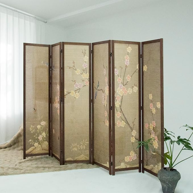 6 Panel Bamboo Room Divider, Freestanding Folding Privacy Screen | 5.6 ft - Image 2
