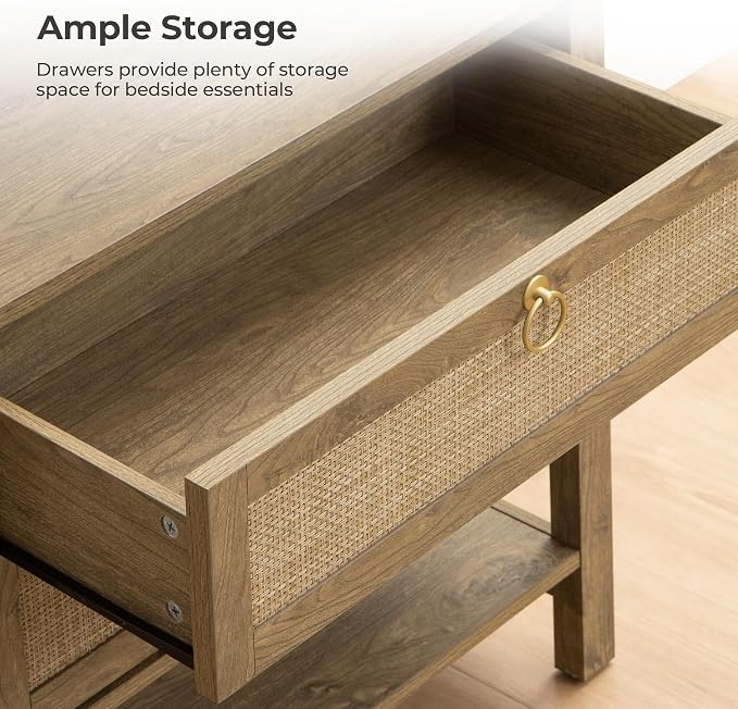 SICOTAS 26.7" Wide Rattan Nightstand - Image 6