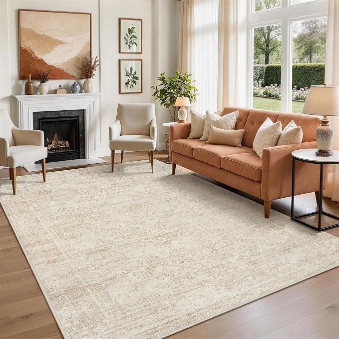 Aelenmu 9x12 Area Rugs for Living Room Washable Bedroom Dining Room Beige | - Image 3