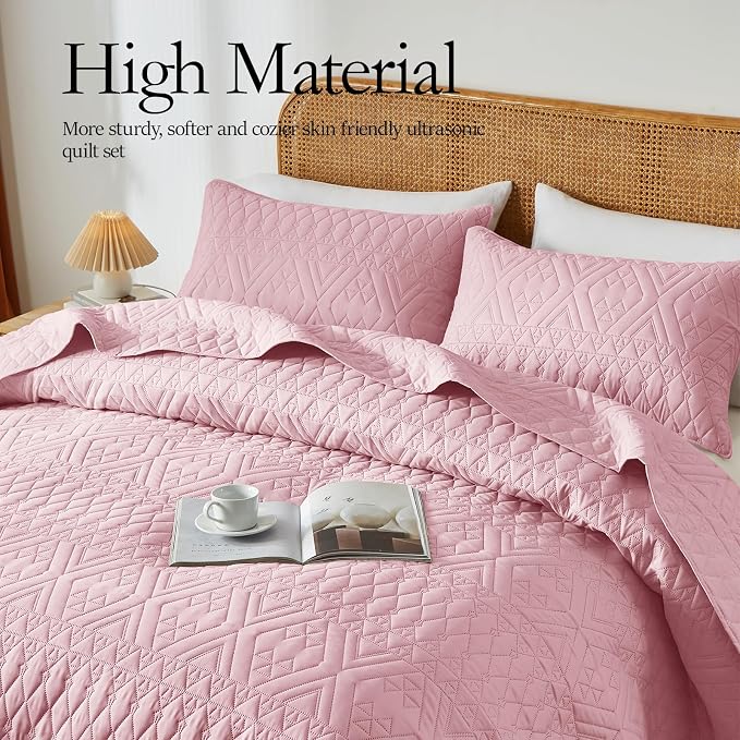 akkialla Twin Quilt Set, Boho Geometric Pattern, Soft All-Season Bedding - Image 4