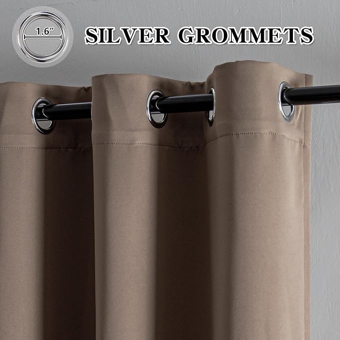 IGEMAEVE Blackout Curtains & Drapes Khaki 100" W x 84" L | Bedroom | Living - Image 3