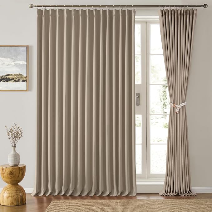 Pinch Pleated Patio Sliding Door Curtains 102 Inch Length by KEQIAOSUOCAI