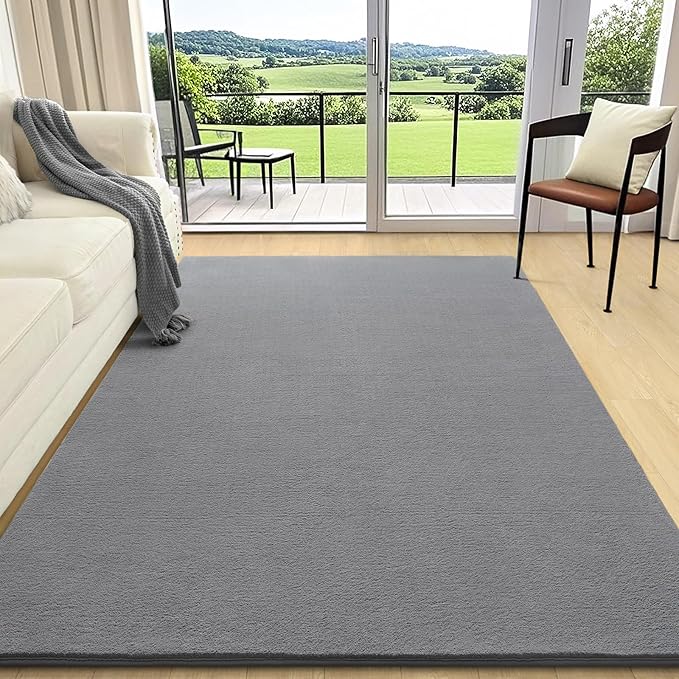 5x7 Area Rugs for Living Room Non Slip Dorm Bedroom Rug, Dark Grey | Modern - Image 7