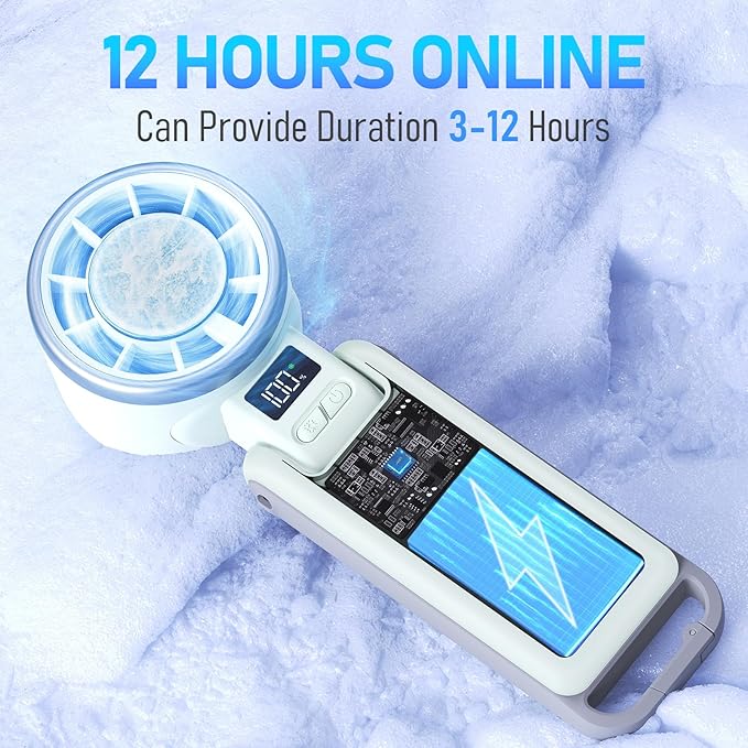 PlayHot Upgraded Portable Handheld Fan with 60°F Ice Cooling, Up tp 12Hrs Hand Held Portables Fans, 5 Speed 25550RPM Powerful Portable Fan Handheld, Hand/Neck/Desk Fan 3 IN 1(Green)
