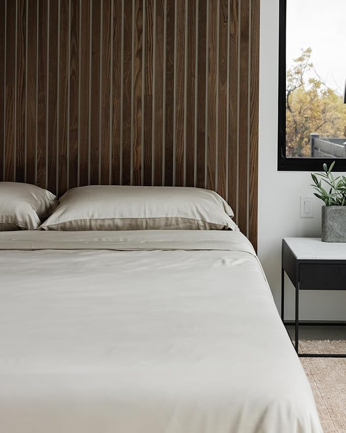 Cozy Earth Luxury Bed Sheet Set - 100% Viscose from Bamboo Fabric, Ultra-Soft & Breathable, Fits Regular & Deep Pocket Mattresses up to 20" - 4 Pieces King Sheet Set Driftwood