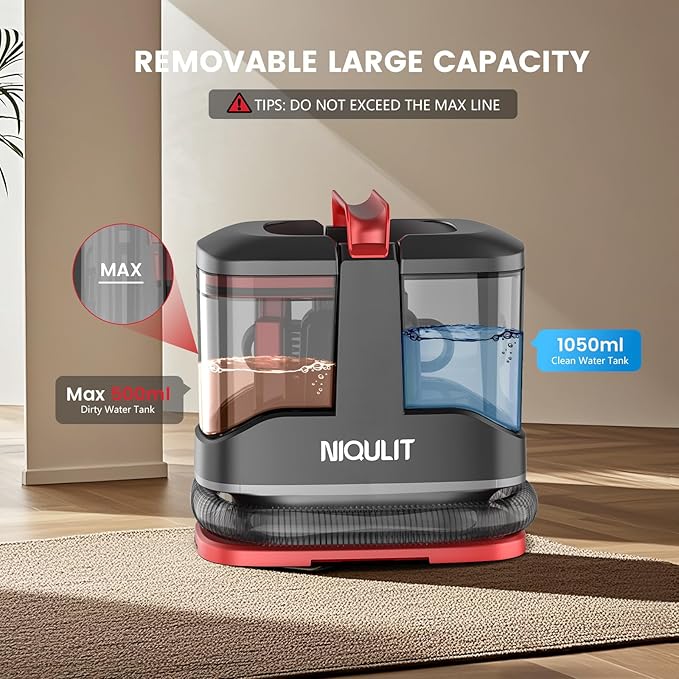 Portable Handheld Upholstery Spot Cleaner Machine, 15Kpa Deep Carpet Cleaner for Pets, Sofa, Couches, Area Rugs and Car, Furniture Cleaner Machine with Versatile Tools & Self-Cleaning System