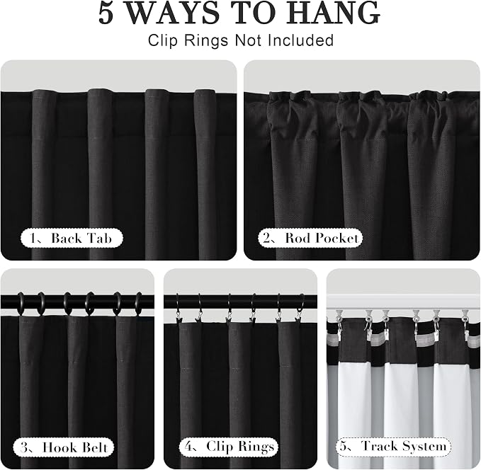 Joywell 100% Blackout Linen Curtains 84 Inches Long - Image 3