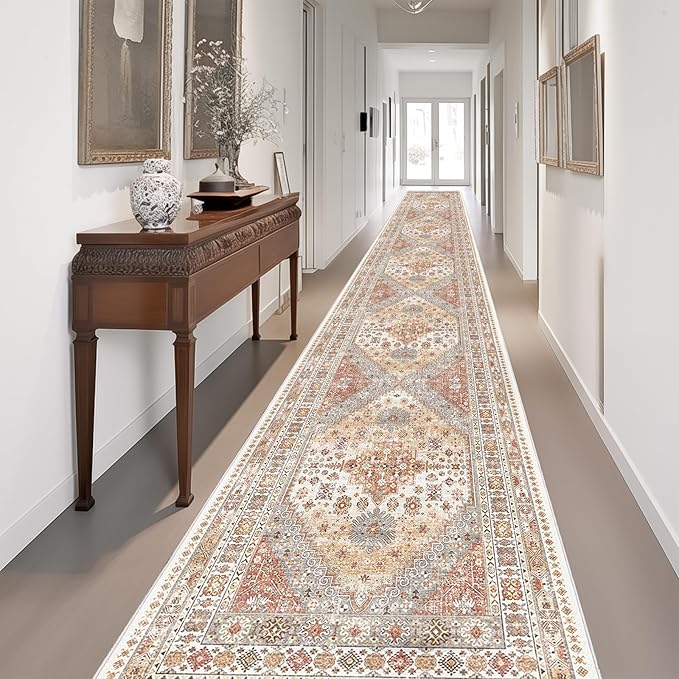 zesthome Washable Runner Rug 2.5x14 - Stain Resistant Entryway Rug,Ultra-Thin Kitchen Rugs, Anti Slip Backing Runner Rugs for Entrance Laundry Room Indoor Hallway (Orange,2.5'x14')