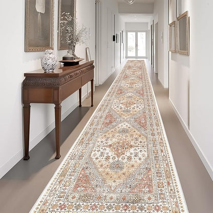 zesthome Washable Runner Rug 2.5x14 - Stain Resistant Entryway Rug,Ultra-Thin Kitchen Rugs, Anti Slip Backing Runner Rugs for Entrance Laundry Room Indoor Hallway (Orange,2.5'x14')