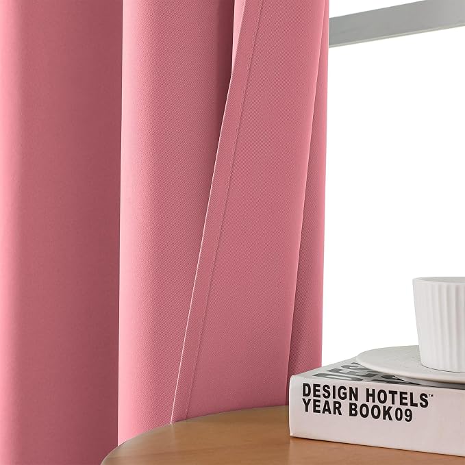CUCRAF Pink Blackout Curtains 96 inch Length 2 Panels Set, Room Darkening Drapes - Image 7