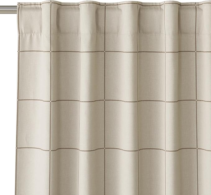 NICETOWN 100% Blackout Taupe Plaid Curtains by NICETOWN