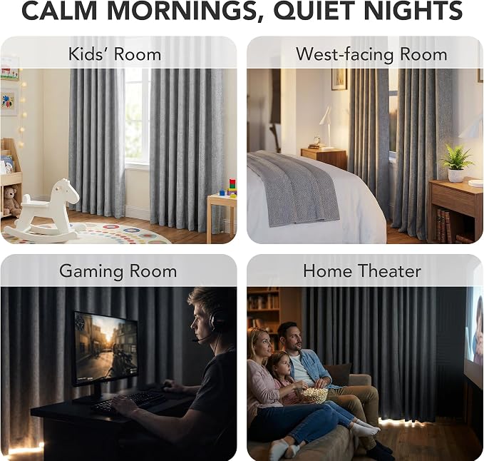 Deconovo Faux Linen 100% Blackout Curtains - Image 7