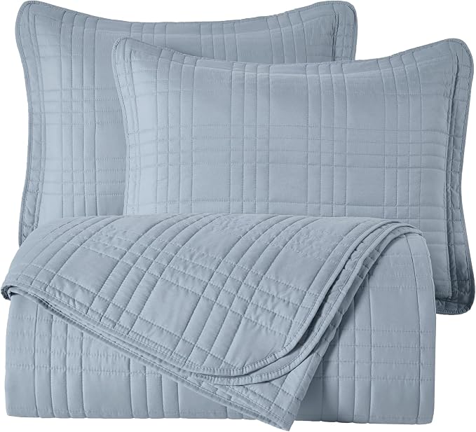 Chezmoi Collection Kingston King Size Bedspread Set, 3-Piece Cool Gray - Image 9