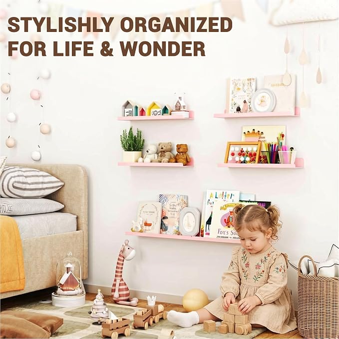 Qukaka Floating Shelves for Wall Decor, Living Room, Bathroom Decor, Nail - Image 5