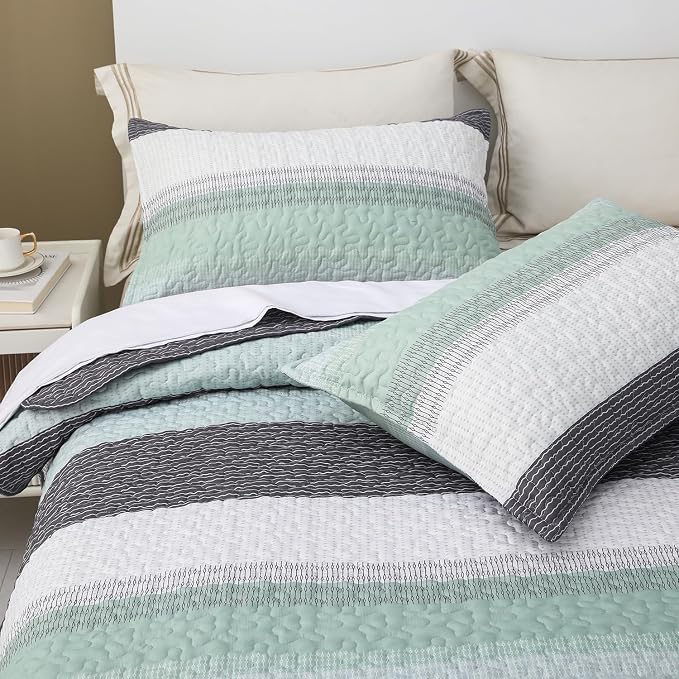 DURLENGEN Quilt Set Queen Size 3Pcs, Soft Microfiber Lightweight Bedspread - Image 8