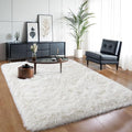 5x7 Thick Cream White Shag Rug for Girls Bedroom, Soft Plush Carpet | Ivory by KICHOWUA