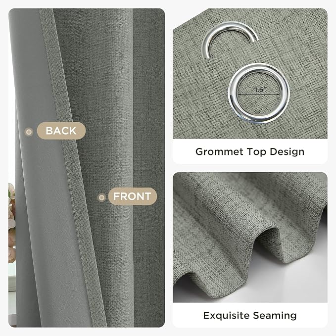 Joydeco Blackout Curtains 95 Inches Long 2 Panels Burg, Room Darkening Curtains - Image 5
