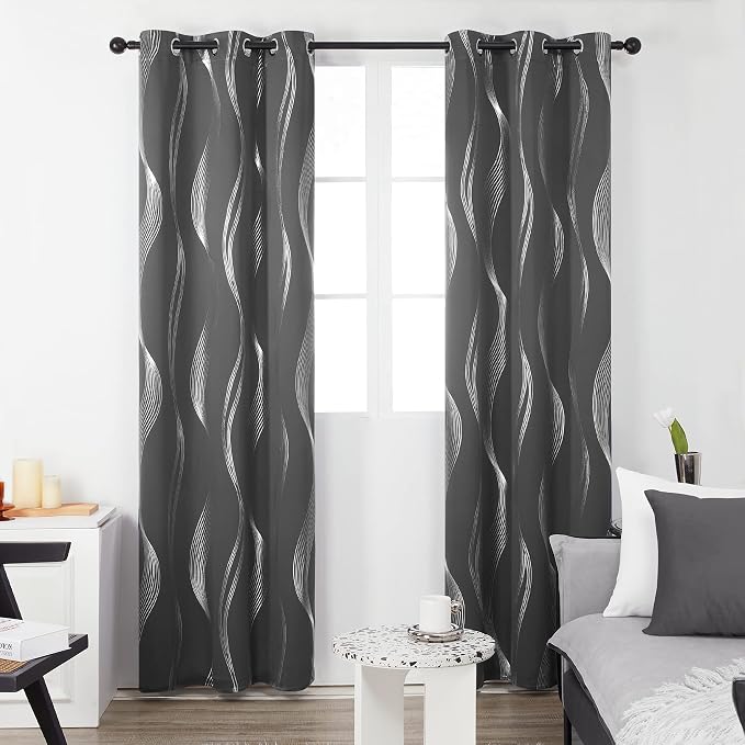 Deconovo Curtains for Living Room, Pattern Blackout Curtains 45 Inches Long | - Image 2