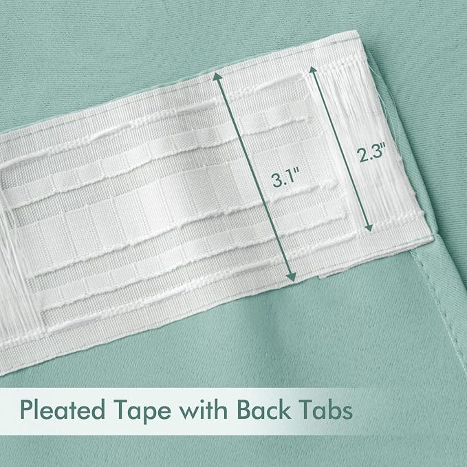 MIULEE Aqua Back Tab Blackout Curtains 52x108 Inch Long 2 Panels Set | Rod - Image 4