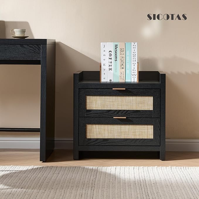 SICOTAS Rattan Night Stand Bedside Table : Nightstand - Image 5