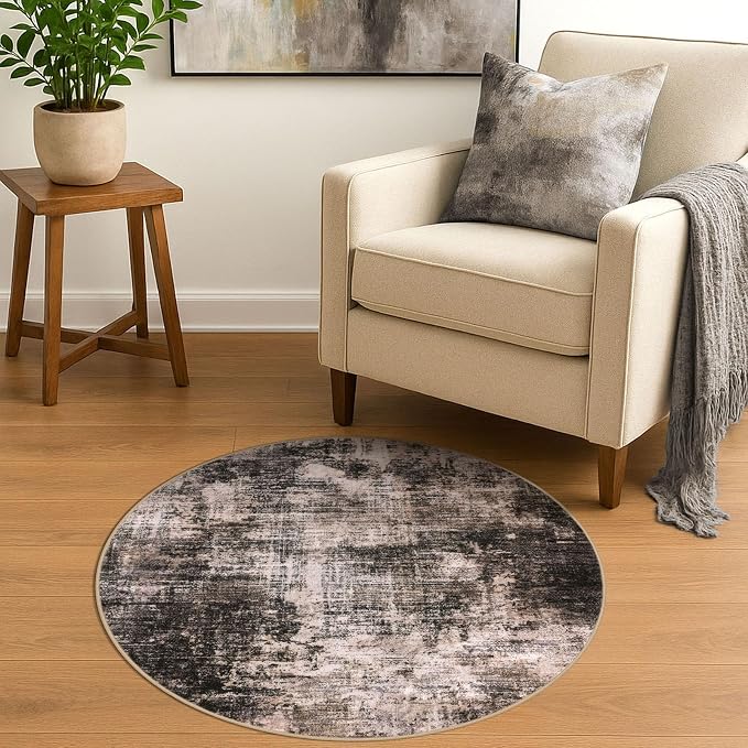 Round Area Rug 3 Ft Circle Entryway Rugs Round Washable Door Mat Indoor Entrance - Image 2