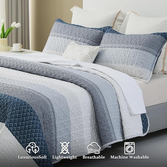 DURLENGEN Quilt Set California King Size 3Pcs, Soft Microfiber Lightweight - Image 4