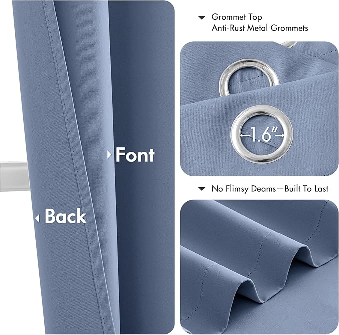 MIULEE Blackout Curtains for Bedroom 2 Panels 40 x 72 Inch Long Denim Blue | - Image 4