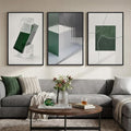 Large Framed Green and White Abstract Wall Art by Cuspin