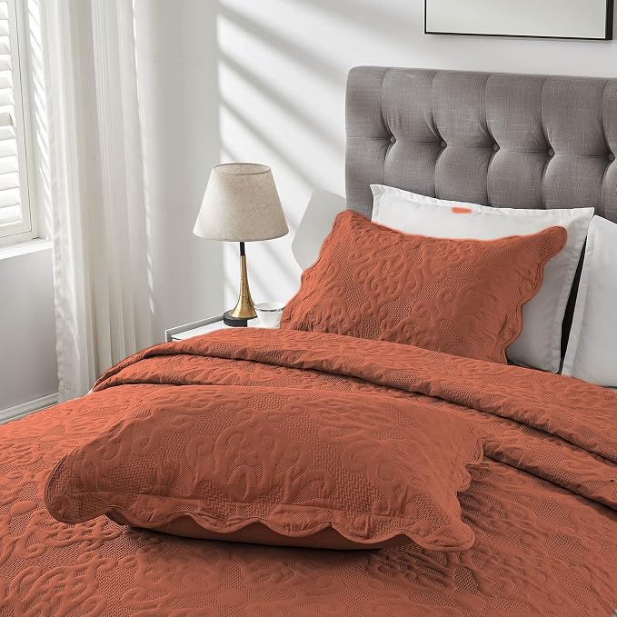 Kingnex Oversized King Bedspreads 128x120 Baked Clay | Lightweight, Extra Wide - Image 4