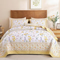 WONGS BEDDING Floral Quilt Set King, Microfiber Lightweight Farmhouse Bed Cover by WONGSBEDDING