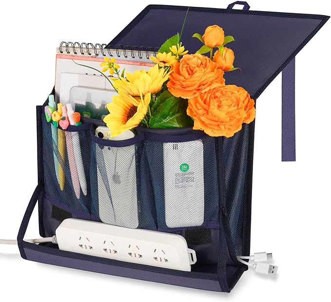 Bedside Caddy Organizer for Dorm Bed Rails by Retyion