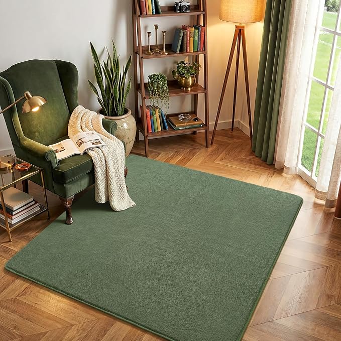4x4 Square Area Rugs for Bedroom Living Room, Sage Green Fluffy Rug | Thickened by AmeareaDirect