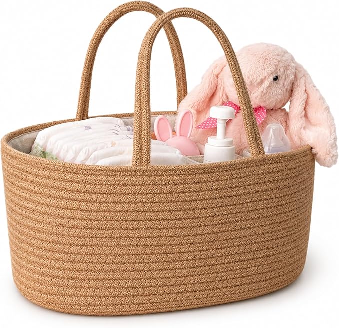 ABenkle Baby Diaper Caddy Organizer, Boho Jute Rope Nursery Storage Bin by ABenkle