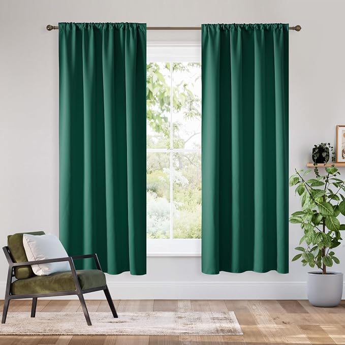 RYB HOME Bedroom Blackout Curtains 63 inches Long, 100% Blackout | Thermal by RYBHOME