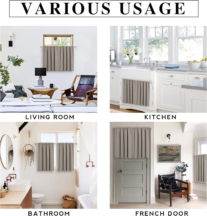 RYB HOME Cafe Blackout Curtains 30 inch Length, Short Window Curtain Tiers | - Image 6
