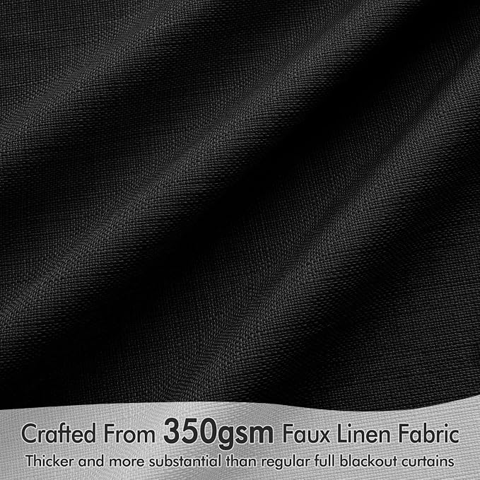 MIULEE 100% Blackout Back Tab Pleat Linen Curtains 50" Wx96 L, Thick Faux Linen - Image 4