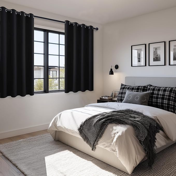 Blackout Curtains for Bedroom, 2 Drape Panels, 52 x 45 Inch | Thermal Insulated - Image 6