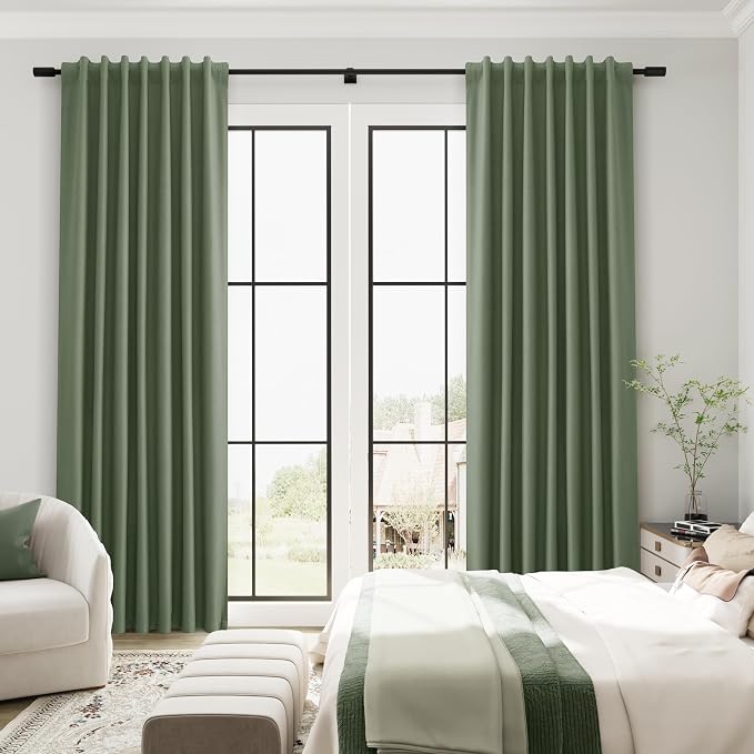 Linen 100% Blackout Curtains 86 Inches Long 2 Panels Set Linen Back Tab Hook - Image 6