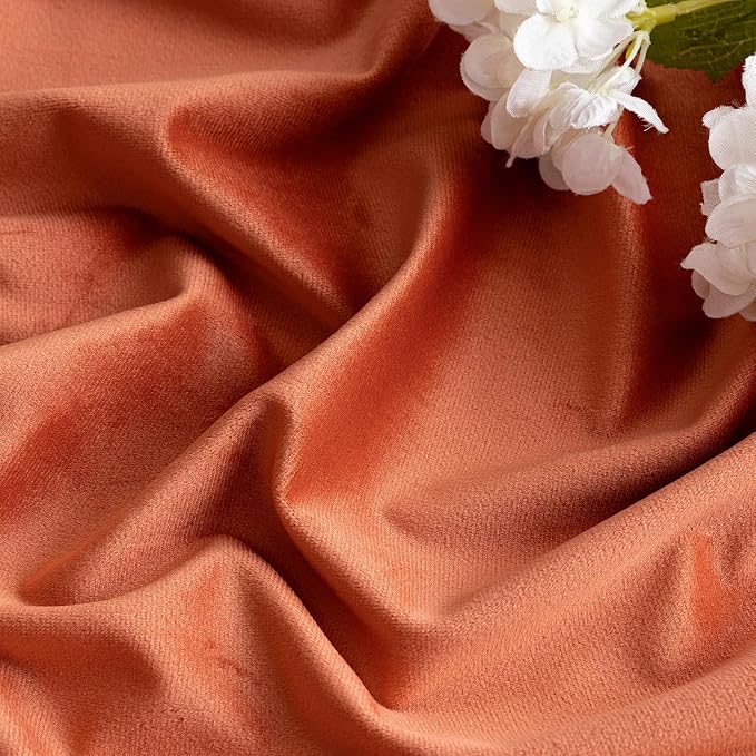 MIULEE Fall Burnt Orange Velvet Blackout Curtains Pinch Pleat 52" Wx96 L | 2 - Image 4