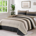 Dinjoy King Boho Striped Quilt Set, Balck White Lightweight Bedspread | Soft by DINJOY