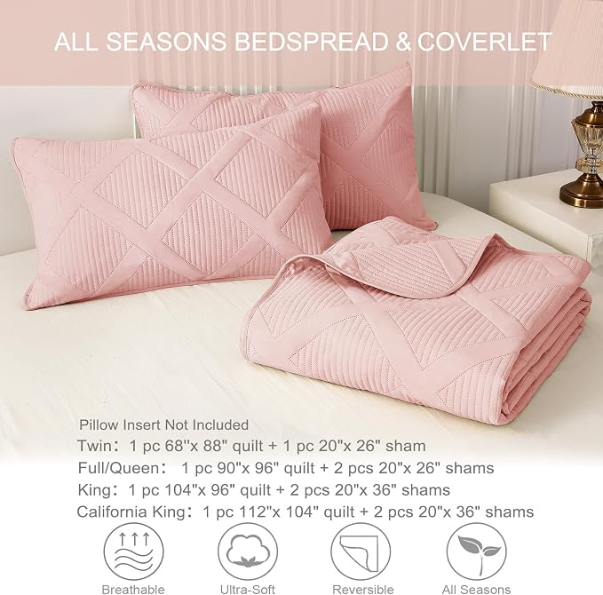 Exclusivo Mezcla California King Size Quilt, Blush Pink | Soft Bedspreads - Image 6