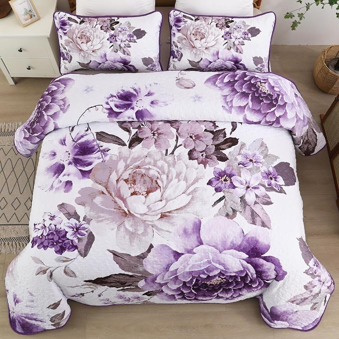 WONGS BEDDING Quilt Full Size, Soft Microfiber Lightweight Farmhouse Bed Cover - Image 2