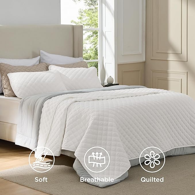 Bedsure King Size Quilt, Classic Honeycomb Quilting Comforter Set White | - Image 2