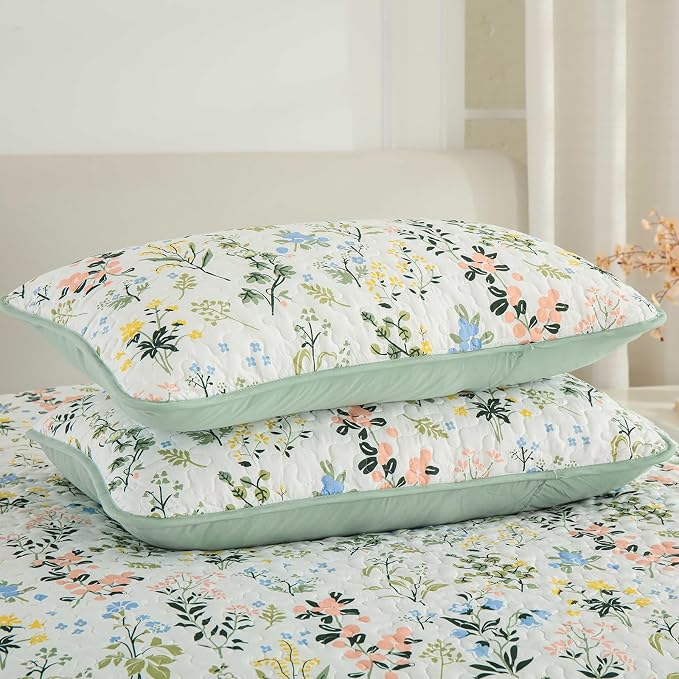Anibedding Floral Quilt Set Twin Size, 2 Pieces Flower Parrten Bedspread | Soft - Image 7