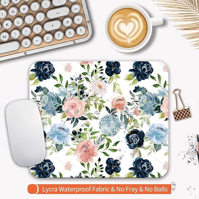Armanza Square Mouse Pad Pretty Flowers, Personalized Premium-Textured Custom Mouse Mat Design, Washable Mousepad Cloth, Non-Slip Rubber Base Computer Mouse Pads for Wireless Mouse