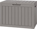 NUNU LAB Outdoor Storage Box, 45 Gallon Outside Deck Box Waterproof, Resin Outdoor Storage Cabinet With Lockable Lid, Backyard Storage Bench For Garden Tools, Patio Cushions, Pool Tools, Gray